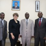 Tanzanian Ambassador Mbelwa Kairuki(2nd right), Ms. Georgina Roberts, Deputy High Commissioner of New Zealand, Mr. Mkumbwa Ally (left), Acting Head of Government Communication Unit and Mr. Khatibu Makenga, Foreign Service Officer in the Ministry of Foreign Affairs.