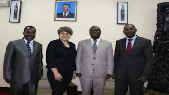 Tanzanian Ambassador Mbelwa Kairuki(2nd right), Ms. Georgina Roberts, Deputy High Commissioner of New Zealand, Mr. Mkumbwa Ally (left) and Mr. Khatibu Makenga, Foreign Service Officer in the Ministry of Foreign Affairs. Ally Mkumbwa (left)