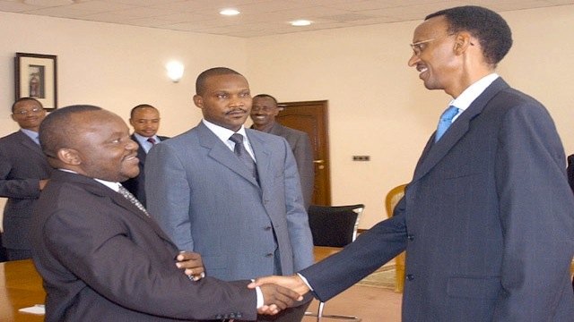Emmanuel Ndahiro (middle), Personal Doctor, Security Advisor, External Intelligence Chief and Business Partner of Rwandan General Paul Kagame (right)
