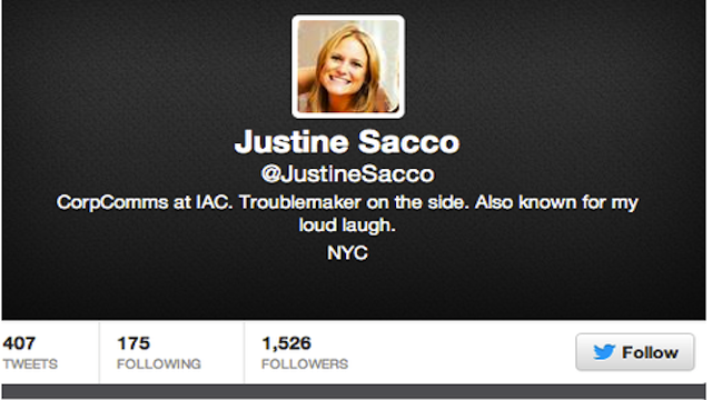 Justine Sacco, the communications director for InterActiveCorp (IAC) sent a a tweet: “Going to Africa. Hope I don’t get AIDS. Just kidding. I’m white!” She was accused of being racist. She apologized but was fired. 