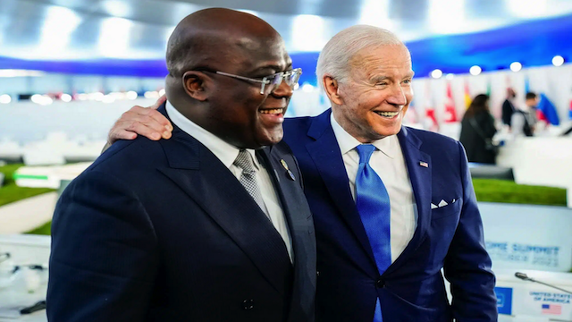 Joe Biden and Felix Tshisekedi at the G20 Summit, Rome, Oct 2021