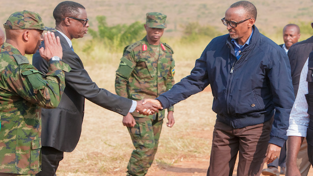 Paul Kagame, James Kabarebe, and Patrick Nyamvumba in South Rwanda, in May 2020