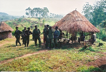 RUD and RPR troops patrolling a military position in Eastern DRC