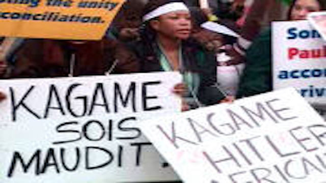 Rwandan activists protesting against Rwandan President Paul Kagame in Montreal, Canada in April 2006