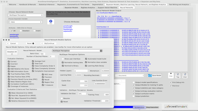 AroniSmartIntelligence™: Neural Network  Multi-Layer Perceptron