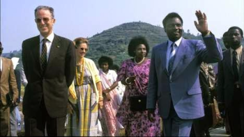 President Juvenal Habyarimana, First Lady Agathe,   and Belgian King Bauduin in Rwanda in 1978
