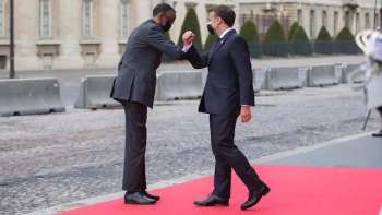 French President Emmanuel Macron Receives Rwandan President Paul Kagame in Paris on May 17, 2021