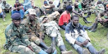 Defeated M23 Rebels soldiers in a camp in Rwanda in 2013