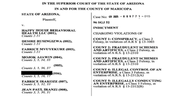 USA - Arizona Medicaid Defraud Indictment